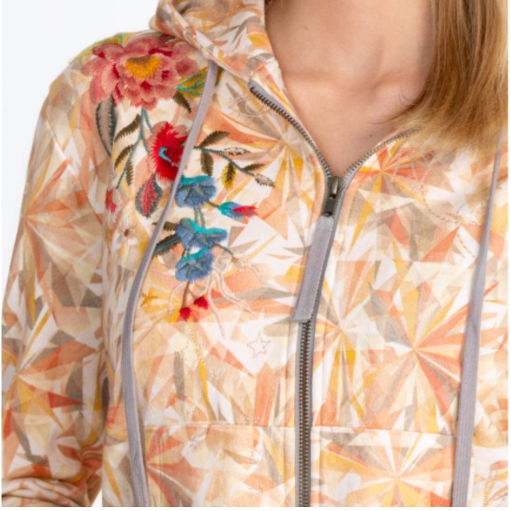 Johnny Was Kaleidoscope Sorbet Modern Zip Up Hoodie M NWT - Picture 4 of 9